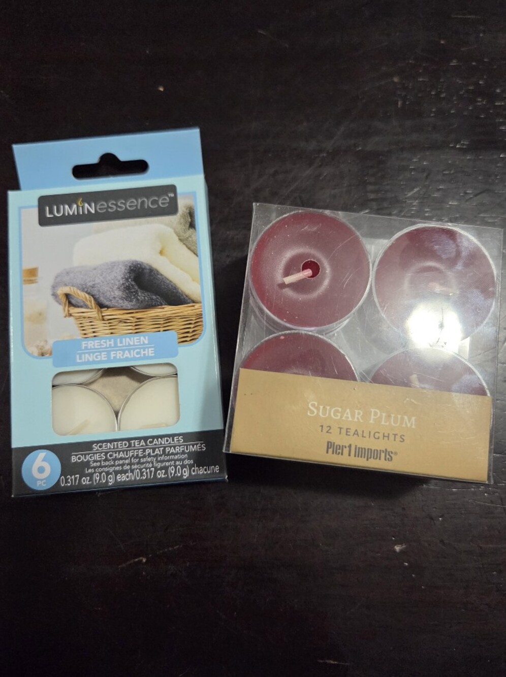 Luminessence Fresh Linen & Pier 1 Imports Sugar Plum Tealight Candles